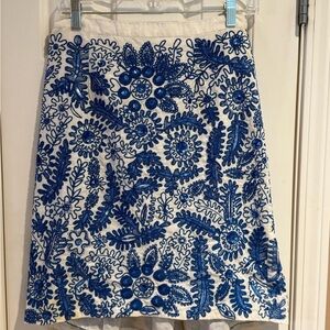 Anthropologie Moulinette Soeurs New with Tags  Blue Floral Embroidered skirt